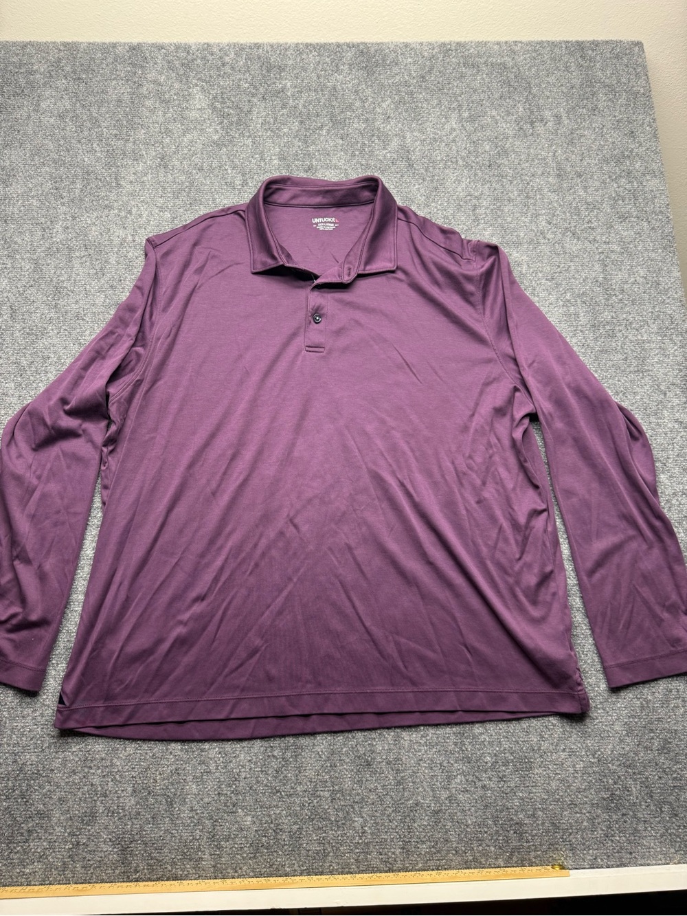 Untuckit Men's XXX Large Long Sleeve Polo Shirt - Purple
